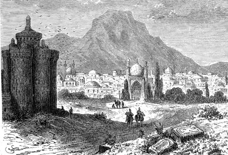 View of Ispahan, Isfahan, Esfahan, Persia, today Iran, in 1860, Historical, digital reproduction of