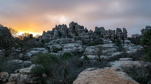 Bizarre limestone rock formations, El Torcal nature reserve, Torcal de Antequera, Malaga province,