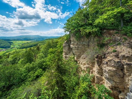 Spring in Eichsfeld, view from the rock formation Nase, Asbach-Sickenberg Eichsfeld, Werratal