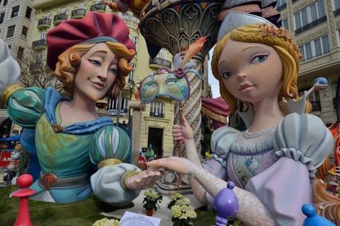 Falla figures at the Fallas festival, Valencia, Spain, Europe