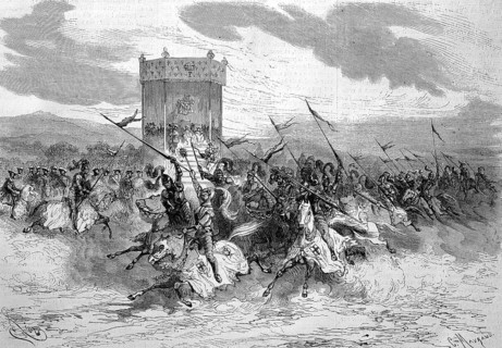 Tournament of knights in the park of the castle in Marseille on the occasion of a charity event,