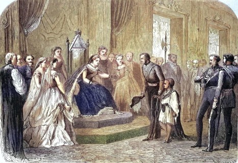 General Robert Napier presents the son of Negus Theodoros of Abyssinia to Queen Victoria of