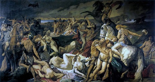 The Battle of the Amazons, a painting by the German painter Anselm Feuerbach, Saga of the Amazons