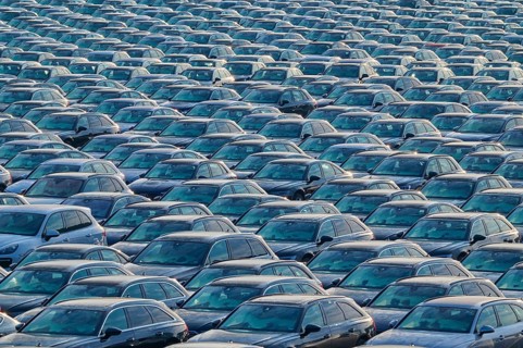 Large number of cars on assembly point, Brand Audi, Germany, Europe