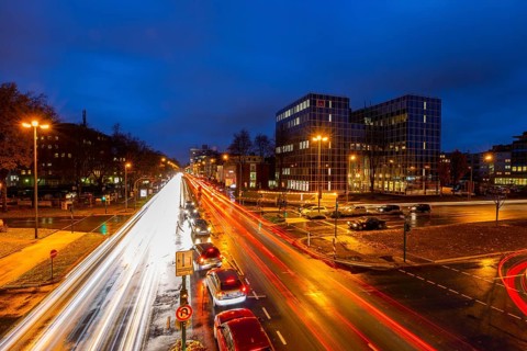 Bundesstrasse B224, Alfredstrasse, in Essen Rüttenscheid, evening rush hour traffic, this area