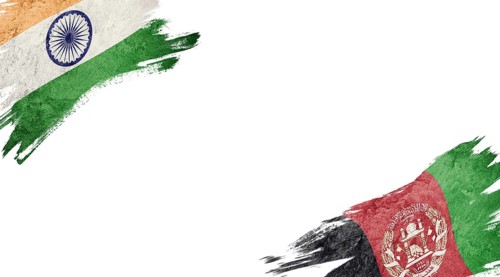 Flags of India and Afghanistan on White Background