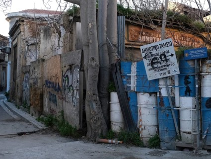 Nicosia, Cyprus, February 01 2020: Part of the Green Line or the Buffer zone in the old town of