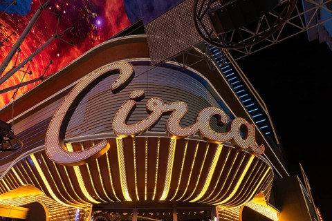 A picture of the neon signs at the Circa Resort and Casino