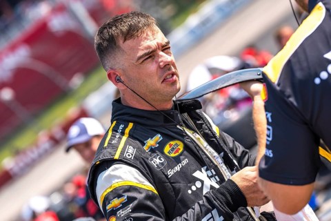 SCOTT MCLAUGHLIN (3) of Christchurch, New Zealand prepares to qualify for the Hy-Vee Homefront 250