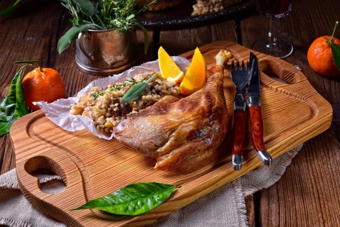 Fried crispy roasted duck legs