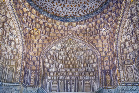 Interior of mausoleum in Complex Shahi Zinda in Samarkand, Uzbekistan, Asia