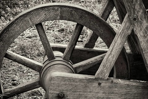 Old wooden wheelbarrow