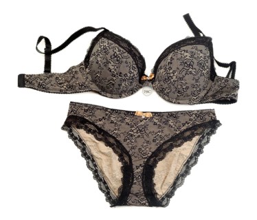 Beige set of lingerie, 75C. Isolate on white