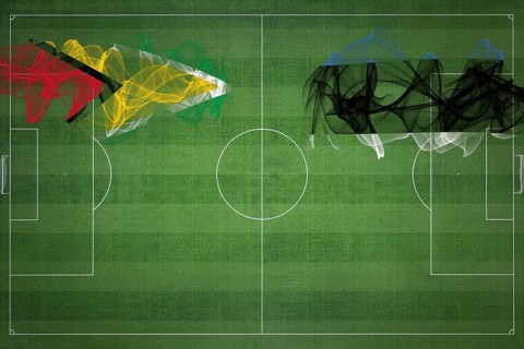Guyana vs Estonia Soccer Match, national colors, national flags, soccer field, football game,
