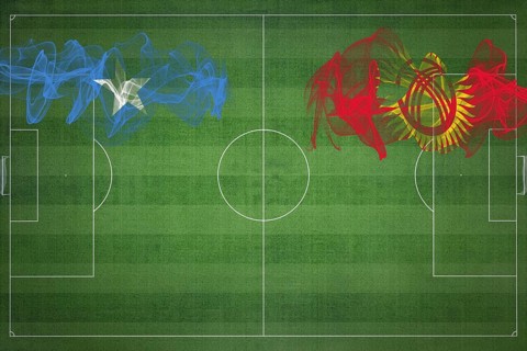 Somalia vs Kyrgyzstan Soccer Match, national colors, national flags, soccer field, football game,
