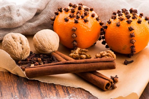 Christmas decoration orange fruit herbs baking bakery