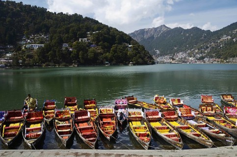Boats lake of sattal, nainital, uttarakhand, india, asia