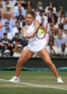 Italian tennis player Jasmine Paolini in action at the 2024 Wimbledon Championships, London,