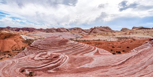 Iconic Fire Wave rock formation in the Valley of Fire State Park, USA, North America