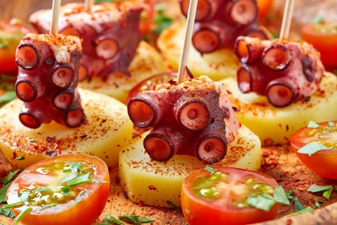 Galician Octopus a la Gallega tapas pinchos recipe from Spain with potatoes