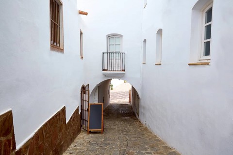Mojacar Almeria white Mediterranean village arch in Spain