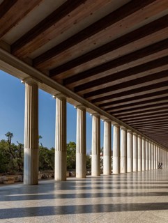A picture of the Stoa of Attalos as seen from inside its colonnade