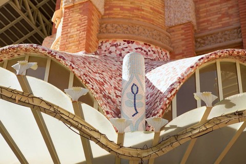 Vaencia Modernist detail of Colon Market with mosaic tiles at Spain