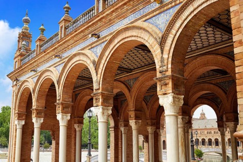 Seville Sevilla Plaza de Espana arcade Andalusia Spain square