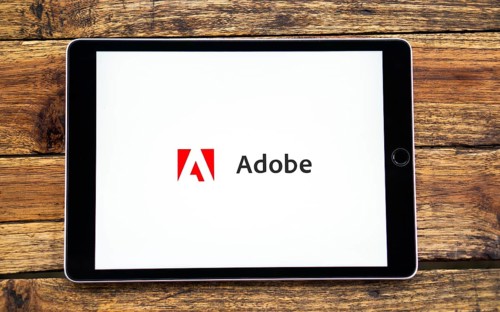 Adobe logo on phone screen