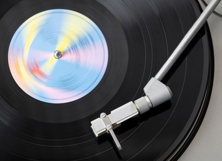 Vinyl Record Playing on a Record Player