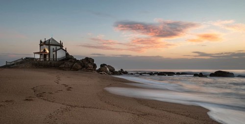 The famous and Picturesque church of Senhor da pedra south of Porto in Portugal in the Atlantic