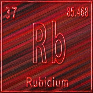 Rubidium chemical element, Sign with atomic number and atomic weight, Periodic Table Element