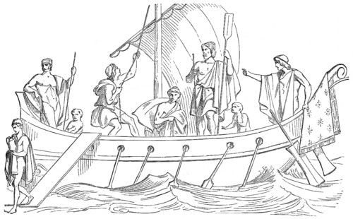 The boat of Menelaus or Menelaos, king of Mycenaean Sparta, Trojan War