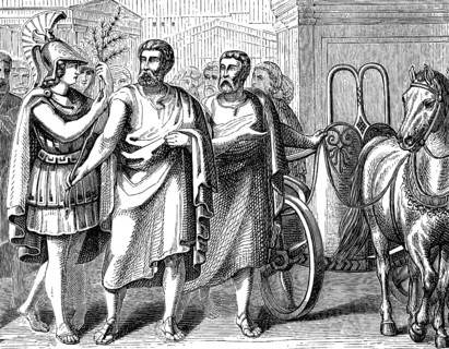 The returning of Cimon or Kimon, c.?510-450 BC, an Athenian statesman and general in Ancient Greece