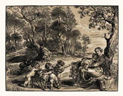 Rest on the flight to Egypt, Christoffel Jegher after Rubens, 17th century, digitally restored