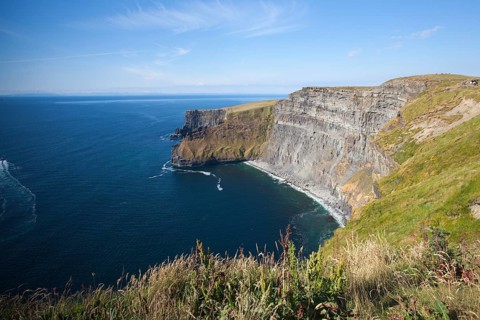The famous Cliffs of Moher are sea cliffs located at the southwestern edge of the Burren region in
