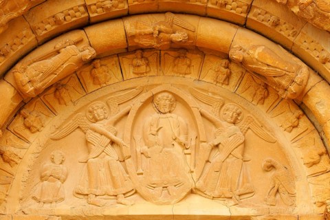 Romanesque church of Santa Maria, 11th century. Covet.Lleida.Pyrenean mountain range.Catalunya