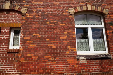 Nordhausen brick facades and windows in Harz Thuringia of Germany