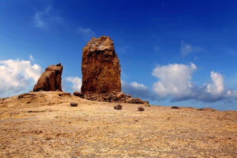 Gran canaria Roque Nublo Tejeda blue sky in canary Islands