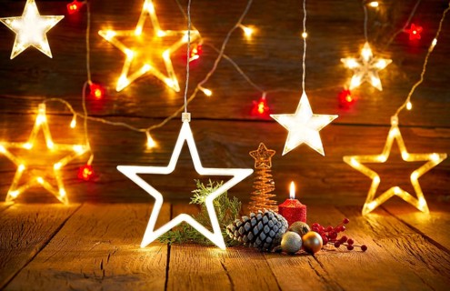 Christmas snowflake star vintage rustic wooden background decoration