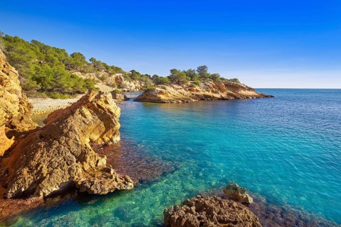 Ametlla L'ametlla de mar beach illot in Costa dorada of Tarragona in Catalonia