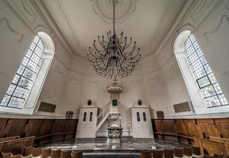 Monschau Old Town, North Rhine-Westphalia, Germany, 08 27 2019 Interior design of the Catholic