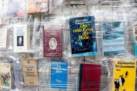 'The Parthenon of Books' by the Argentinian conceptual artist Marta Minujin, banned books,