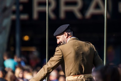 Madrid, Spain, October 12, 2023: Officer of the Army with beret during the parade of the armed