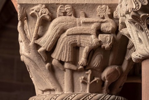 Basel, Cathedral (Basel Minster), capital on the ambulatory, love tragedy of Pyramus and Thisbe