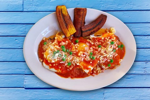 Motulenos eggs breakfast of Mexico in Riviera Maya