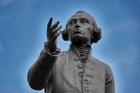 Kant Monument, statue of Immanuel Kant, German philosopher of the Enlightenment, Ulitsa