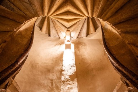 Double spiral staircase, architectural masterpiece of the late Gothic period, Graz Castle, Graz,