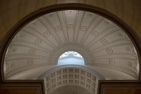 Interior view, Yellow Staircase, Residence, Graggenau, Munich, Bavaria, Germany, Europe