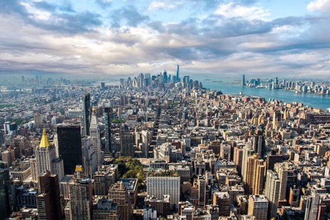 Manhattan skyscraper from Empire State Building, USA, North America